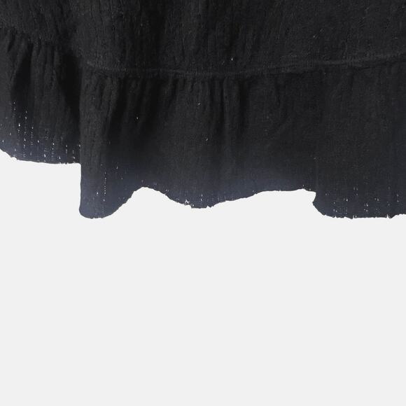 Maeve Anthropologie Addie Ruffled Hacci Sweater Black XS Boho Bohemian Cozy Soft - Picture 7 of 11